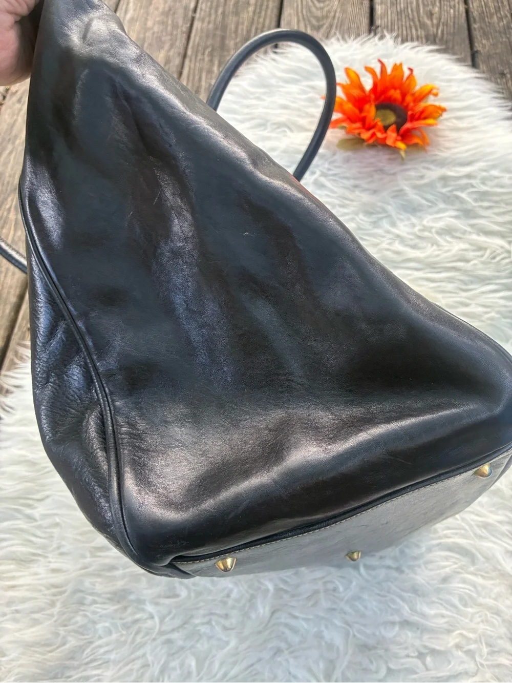 🌺LARGE genuine leather tote shoulder bag black🌺 - Picture 8 of 10
